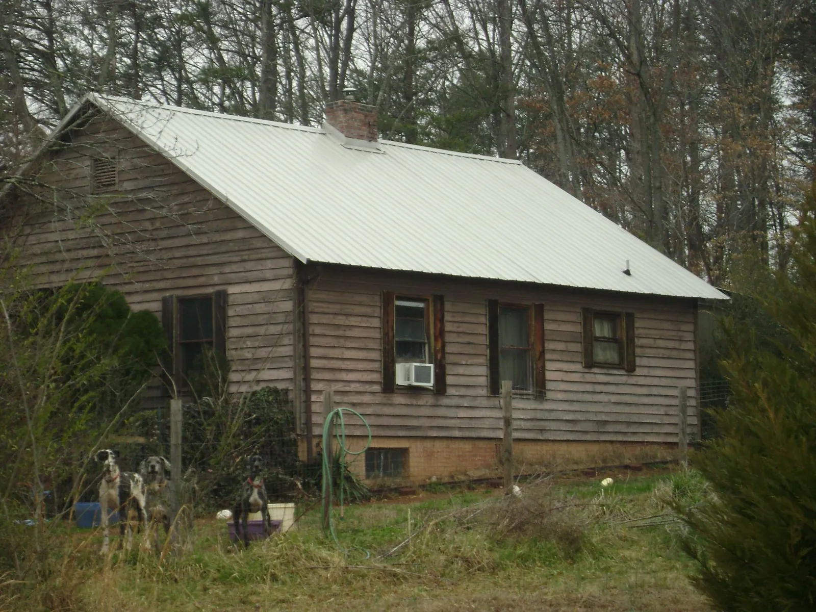 White metal roof on an old wood sided farmhouse, from a Metal Roof Installation job in Nucla